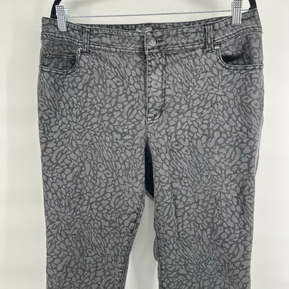 Additions By Chico's Women's Jeans Size 2.5 US 14 Animal Print Gray Black Denim